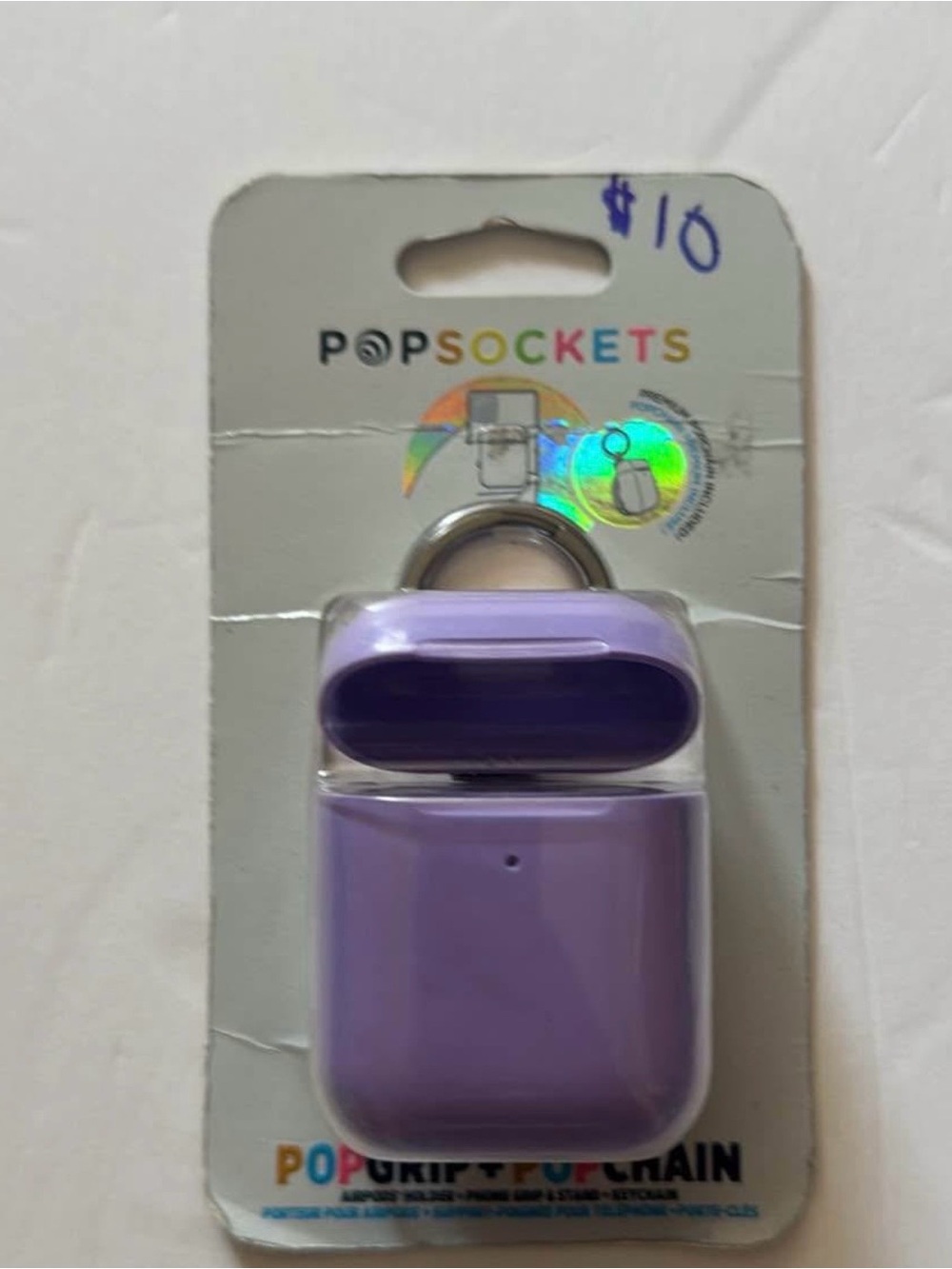 PopSocket Lavender Purple PopGrip with Matching AirPod Case Hook